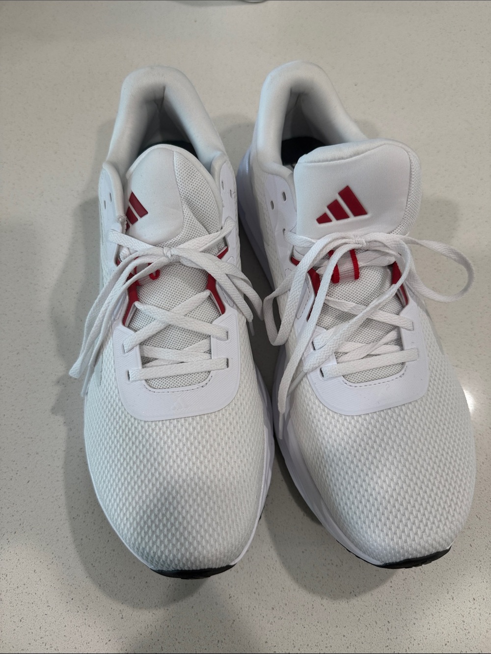 adidas White Athletic Sneakers with Red Accents Size 14